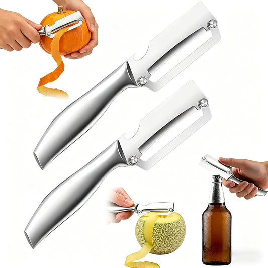 Heavy Duty Vegetable Peeler – Ultra Sharp ZeroFlex Thick Blade, Anti-Clog Wide Arched Edge for Pumpkin, Sugarcane, Pineapple – Metal Handle, Non-Slip Grip for Home, Camping, Thanksgiving