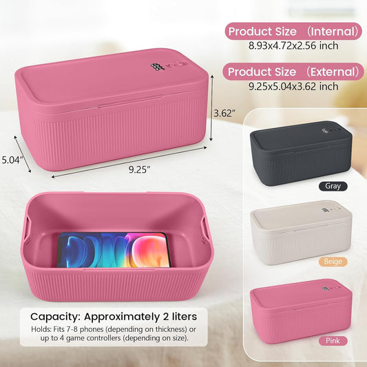 Small Lock Box,Lockable Storage Box with Combination Code for Medication Safe, Medicine Lock Box for Pills/First Aid Kits/Food/Snack Phone Jail,Locked Container for Home/Fridge/Office (Pink)