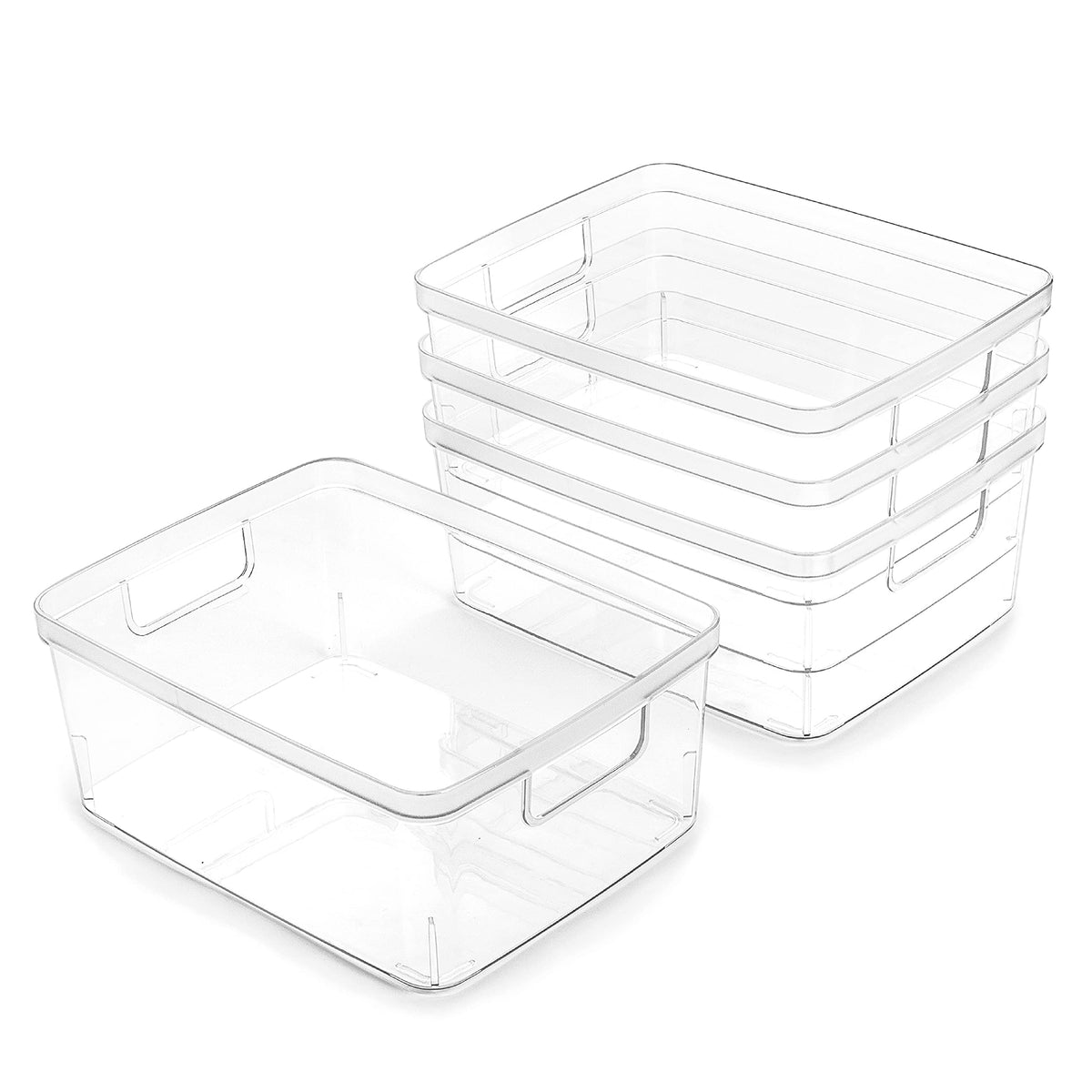 BINO | Plastic Storage Bins, X-Small - 5 Pack | THE LUCID COLLECTION | Multi-Use Built-In Handles BPA-Free Clear Storage Containers | Fridge Organizer | Pantry & Home Organization