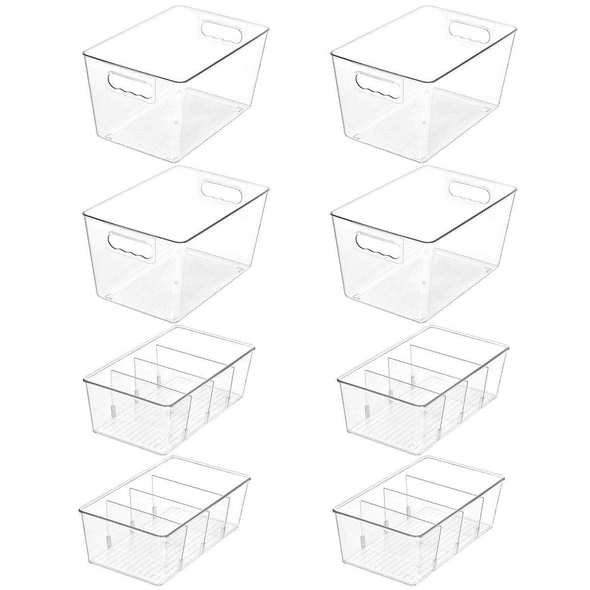 Vtopmart 6 Pack Clear Storage Bins, Pantry Cabinet Organizer Bins, Medium