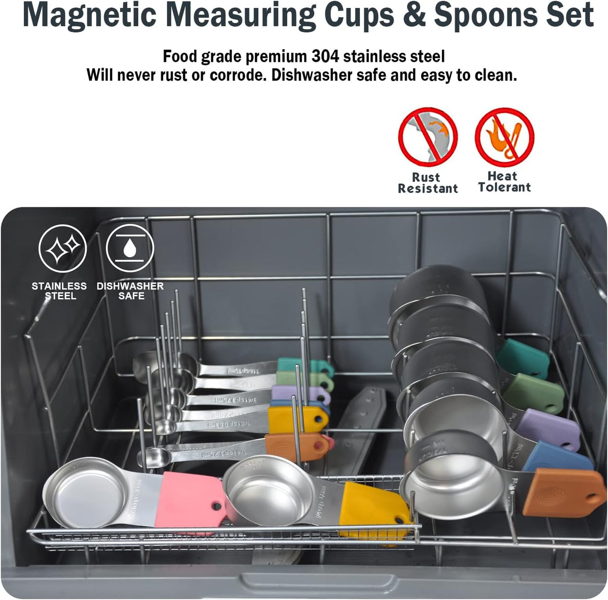 EDELIN Magnetic Measuring Cups & Spoons Set, Multicolour, 15 Sets