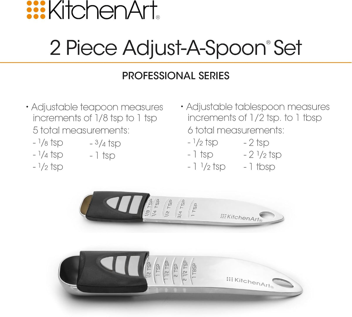 KitchenArt Stainless Steel Pro Sliding Adjust-A-Tablespoon and Teaspoon Set
