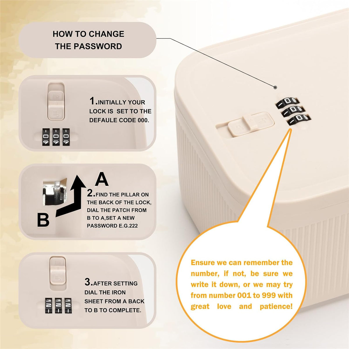 Lockable Storage Box,Medicine Lock Box with Code Lockable Storage Box Fridge Lock Boxes for Medicines, Food,Snacks,Locking Cell Phone Smart Device Jail,Combination Locked Box for Office,Home (Cream)