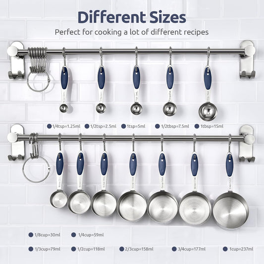 U-Taste Measuring Cups Spoons Set, 18/8 Stainless Steel, 12Pc/Midnight Blue