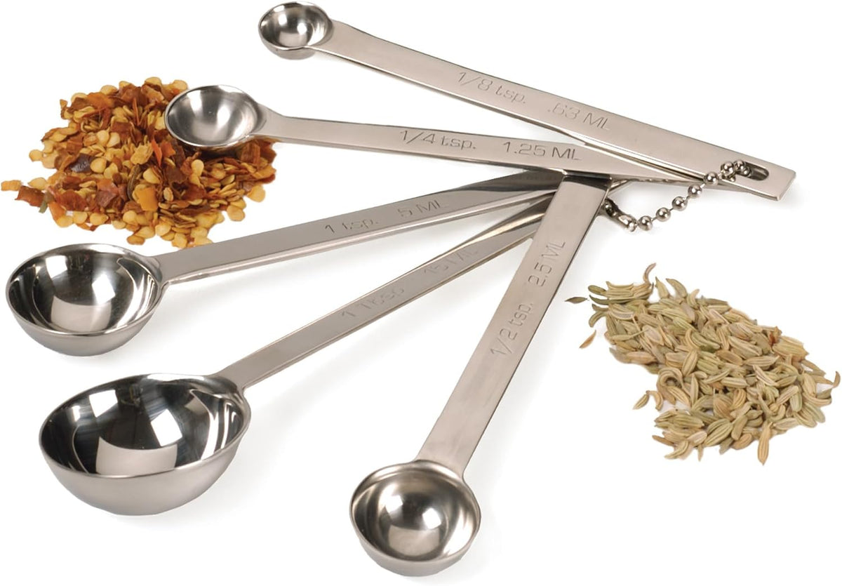 RSVP International Endurance Measuring Spoons, Round, Stainless Steel