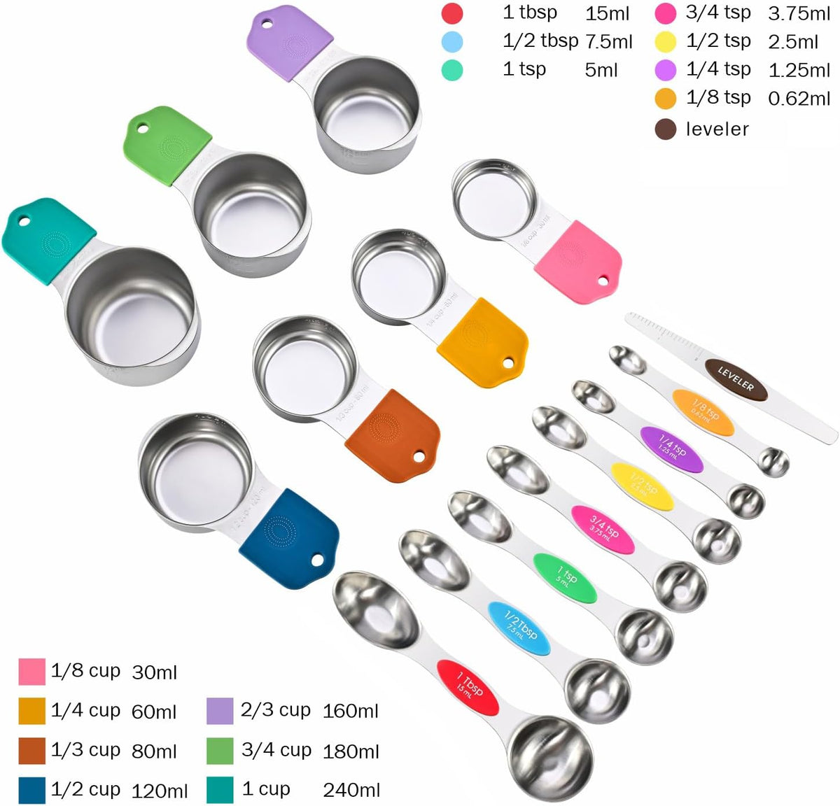 EDELIN Magnetic Measuring Cups & Spoons Set, Multicolour, 15 Sets