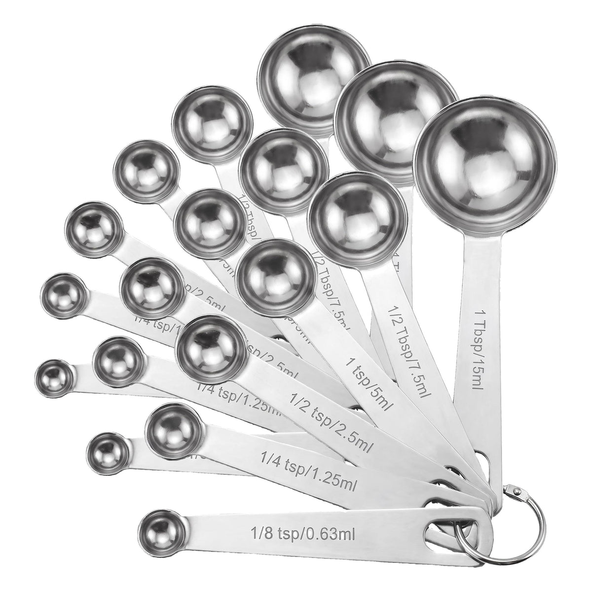 8PCS Measuring Spoons, Premium Heavy Duty Stainless Steel Measuring Spoons Cups Set, Small Tablespoon with Metric and US Measurements, Set of 8 for Measuring Dry and Liquid Ingredients