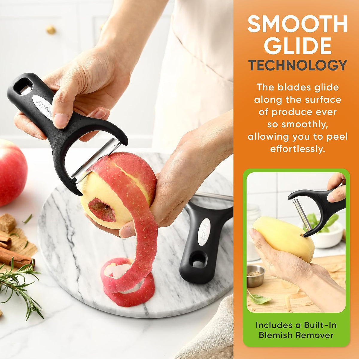 Spring Chef Set of 2 Stainless Steel Y Shaped Vegetable Peeler for Kitchen
