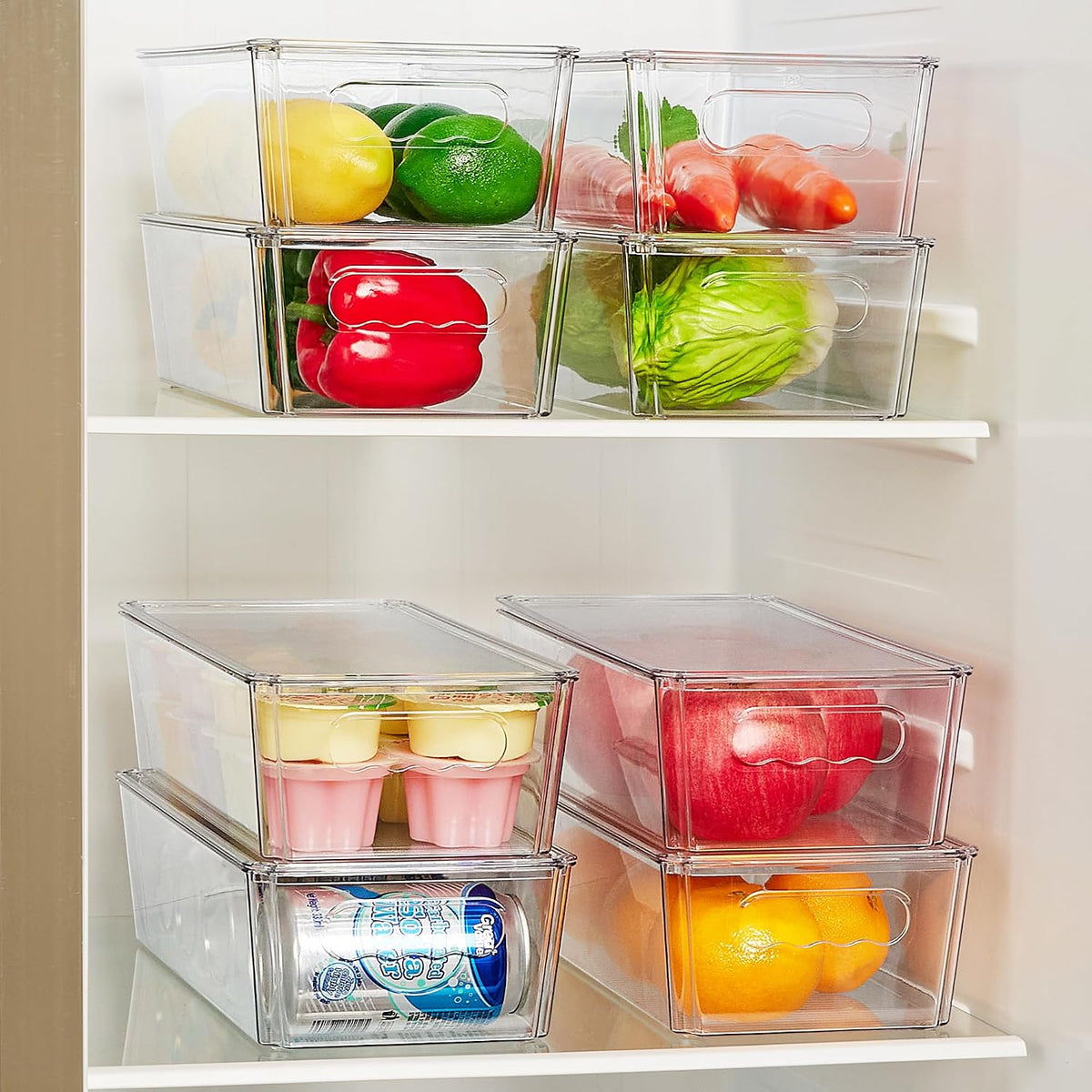 Vtopmart 2pcs Clear Stackable Storage Bins with Lids