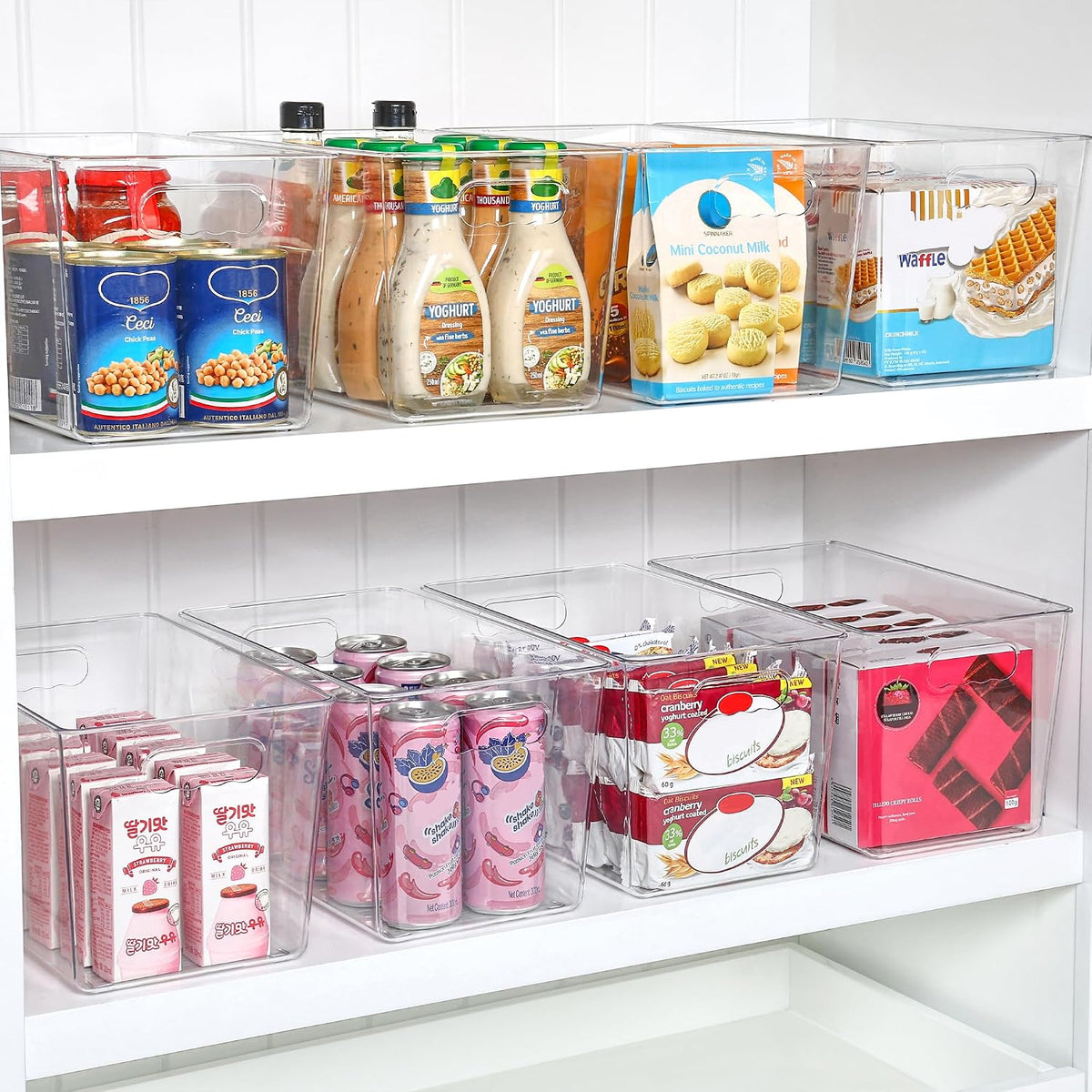 Vtopmart 6 Pack Clear Storage Bins, Pantry Storage Bins with Handle, XL
