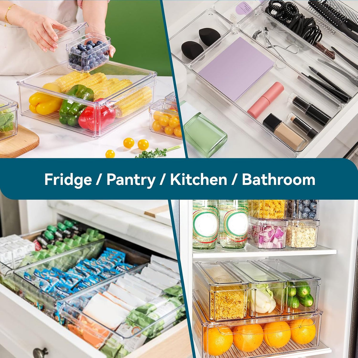 10 Pack Fridge Organizers and Storage, Clear Fridge Organizer Stackable