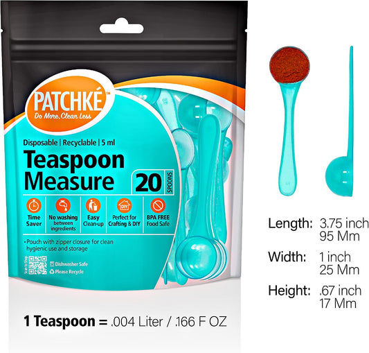 Plastic Measuring Spoons, Fits in Jar, Good for Formula, Coffee, Pet Food - 5 ml - 1 Teaspoon Mesure (20)