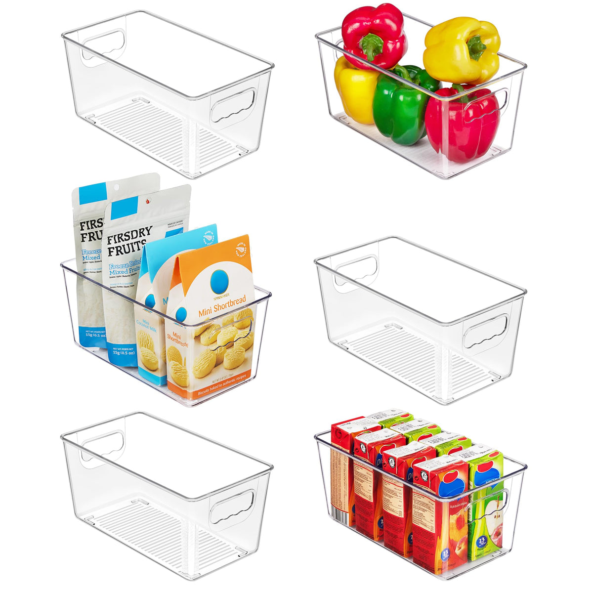 Vtopmart 6 Pack Clear Storage Bins, Pantry Storage Bins with Handle, XL