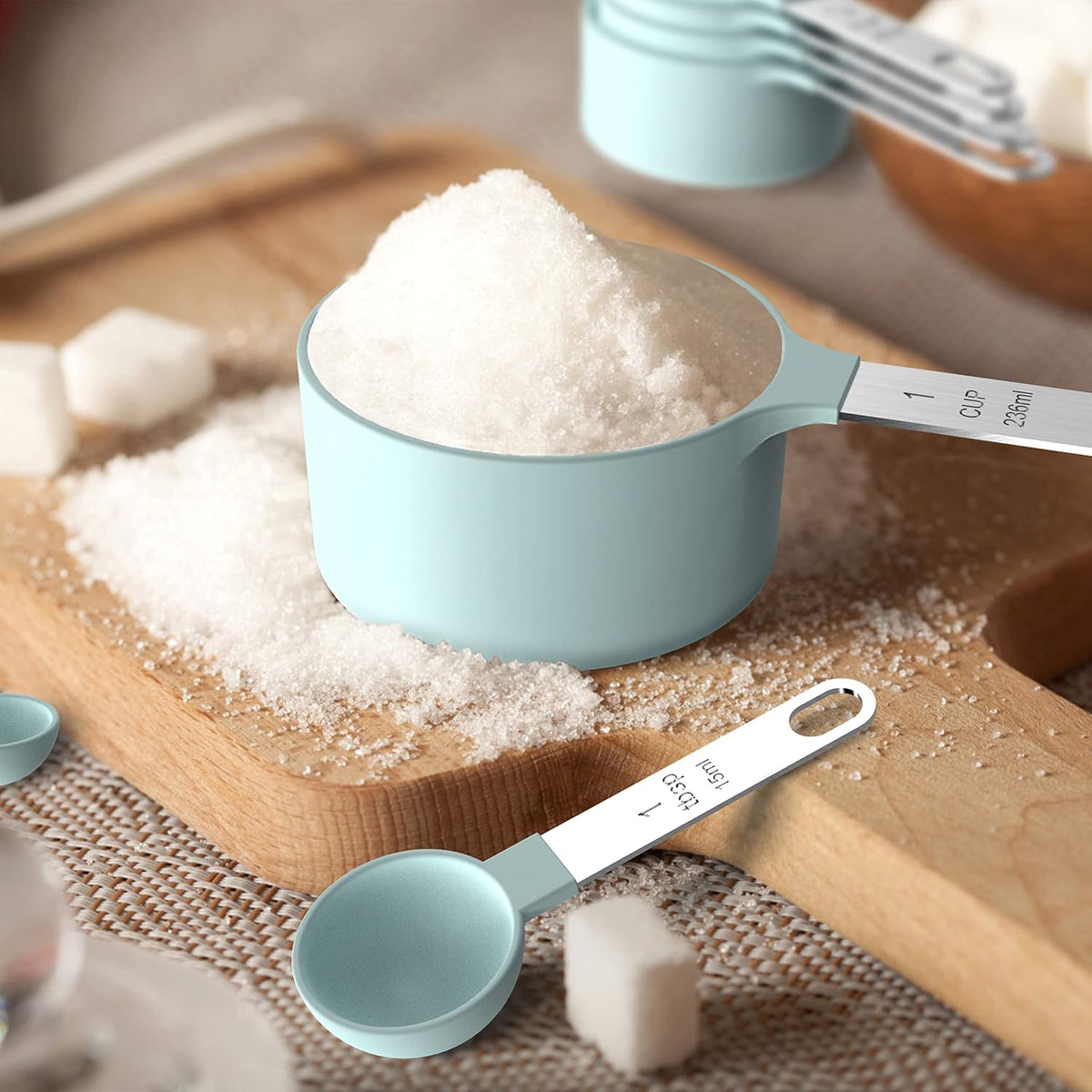 Measuring Cups & Spoons Set, Stackable Cups and Spoons