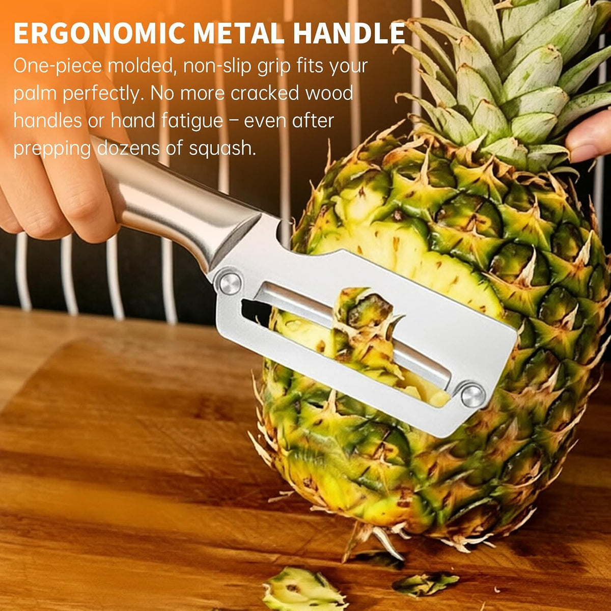 Heavy Duty Vegetable Peeler – Ultra Sharp ZeroFlex Thick Blade, Anti-Clog Wide Arched Edge for Pumpkin, Sugarcane, Pineapple – Metal Handle, Non-Slip Grip for Home, Camping, Thanksgiving