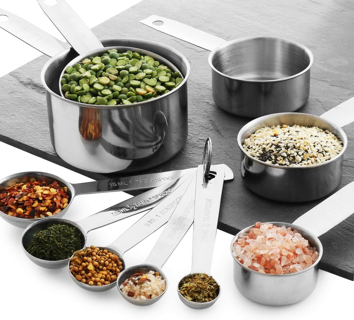 Laxinis World Stainless Steel Measuring Cups and Spoons Set, 10-Piece