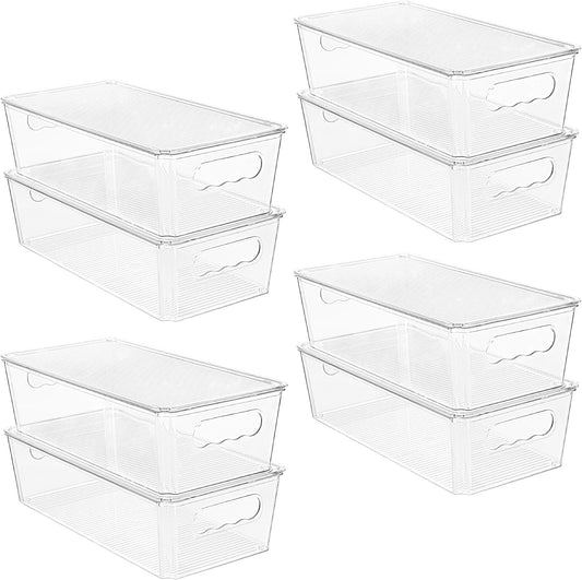 Vtopmart 8pcs Clear Stackable Storage Bins with Lids