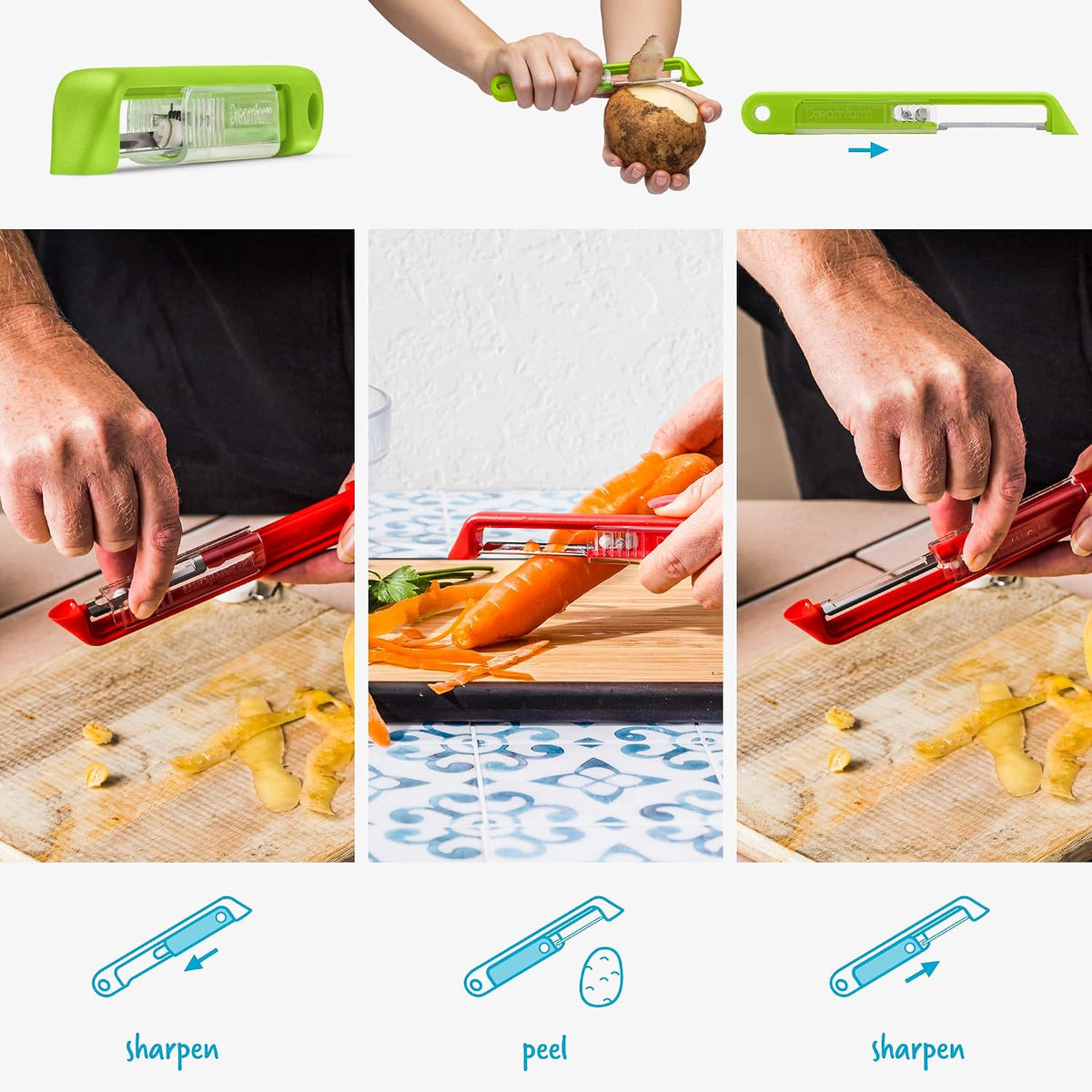 Dreamfarm Sharple Self-Sharpening Vegetable Peeler - Kermit Green