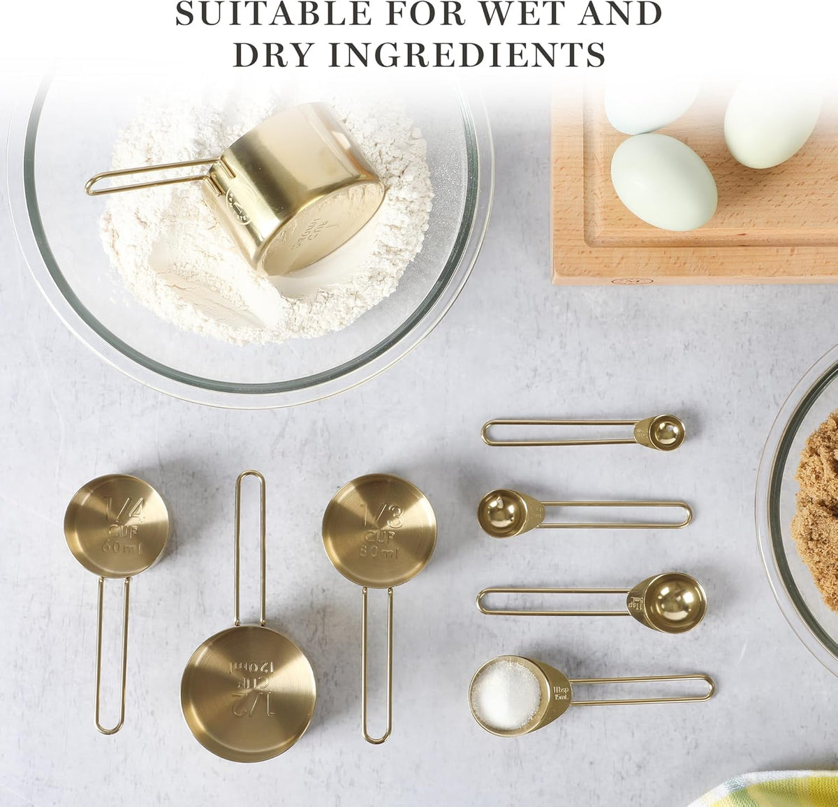 Martha Stewart Richburn 4-Piece Gold Stainless Steel Measuring Cup Set – Durable and Stylish Kitchen Measuring Tools for Baking and Cooking