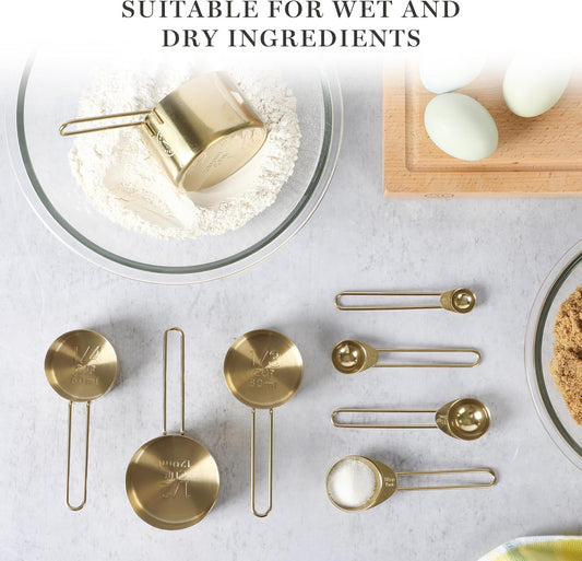 Martha Stewart Richburn 4-Piece Gold Stainless Steel Measuring Cup Set – Durable and Stylish Kitchen Measuring Tools for Baking and Cooking