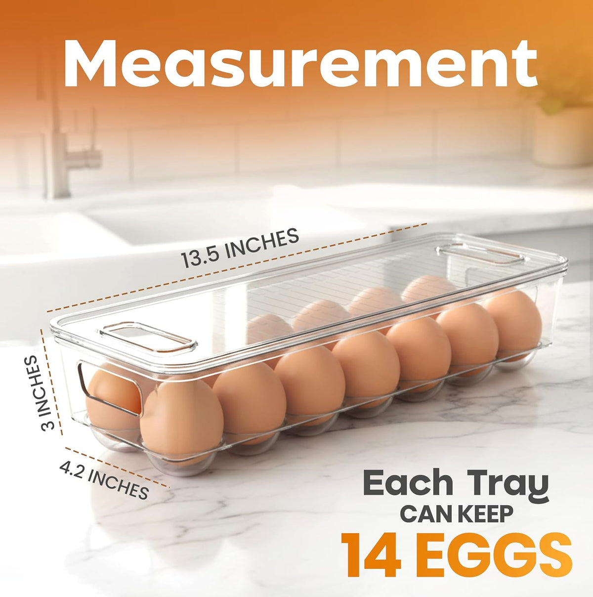 Utopia Home Egg Holder for Fridge, Stackable Egg Container, 2 Pack, Clear