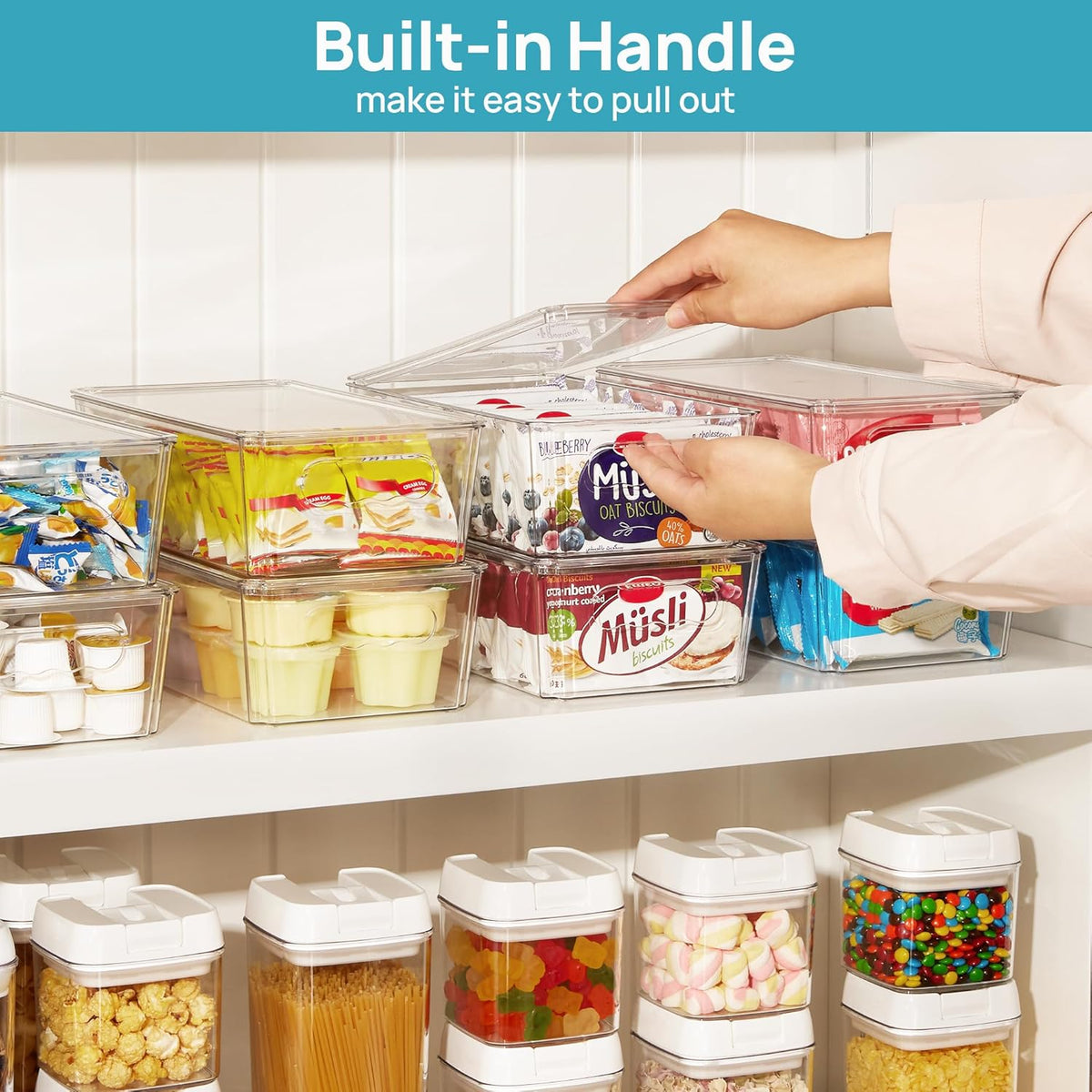Vtopmart 2pcs Clear Stackable Storage Bins with Lids