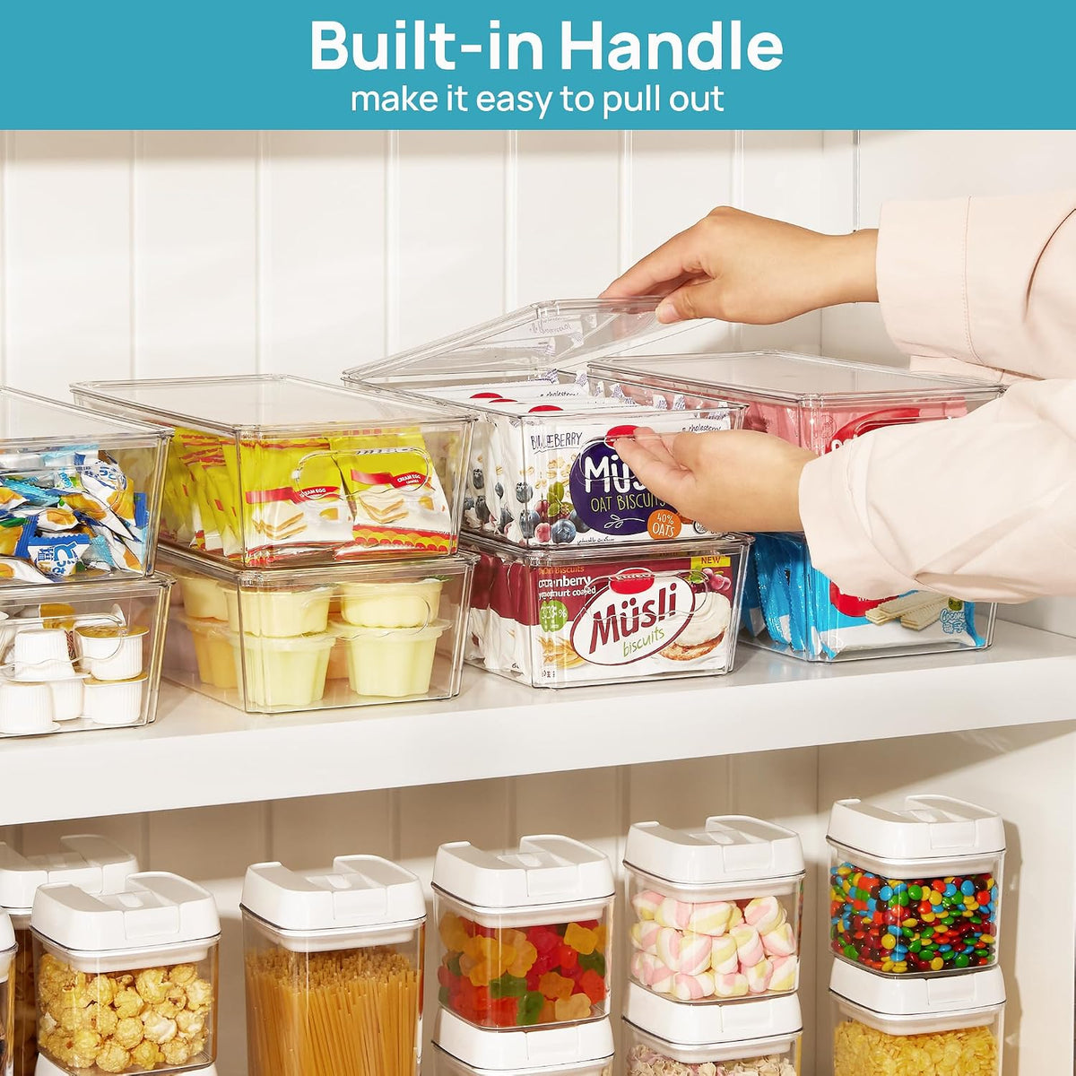 Vtopmart 8pcs Clear Stackable Storage Bins with Lids