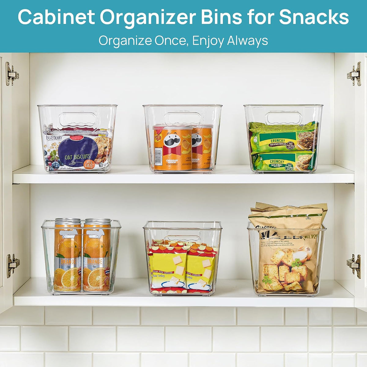 Vtopmart 6 Pack Clear Storage Bins, Pantry Cabinet Organizer Bins, Medium