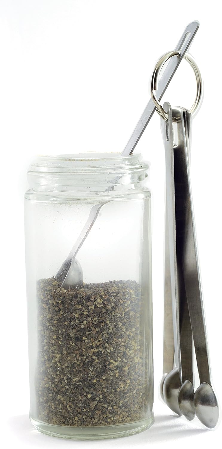 Norpro Mini Stainless Steel Measuring Spoons, Set of 5 (tad, dash, pinch, smidgen and drop), 5" x .5" x .5"
