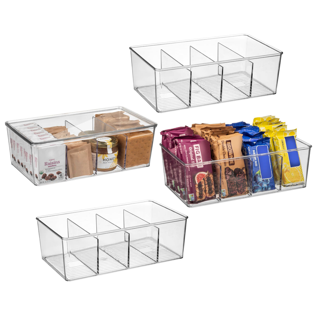 ClearSpace Pantry Organizer Storage Bin with Divider & Lid, 2 Pack