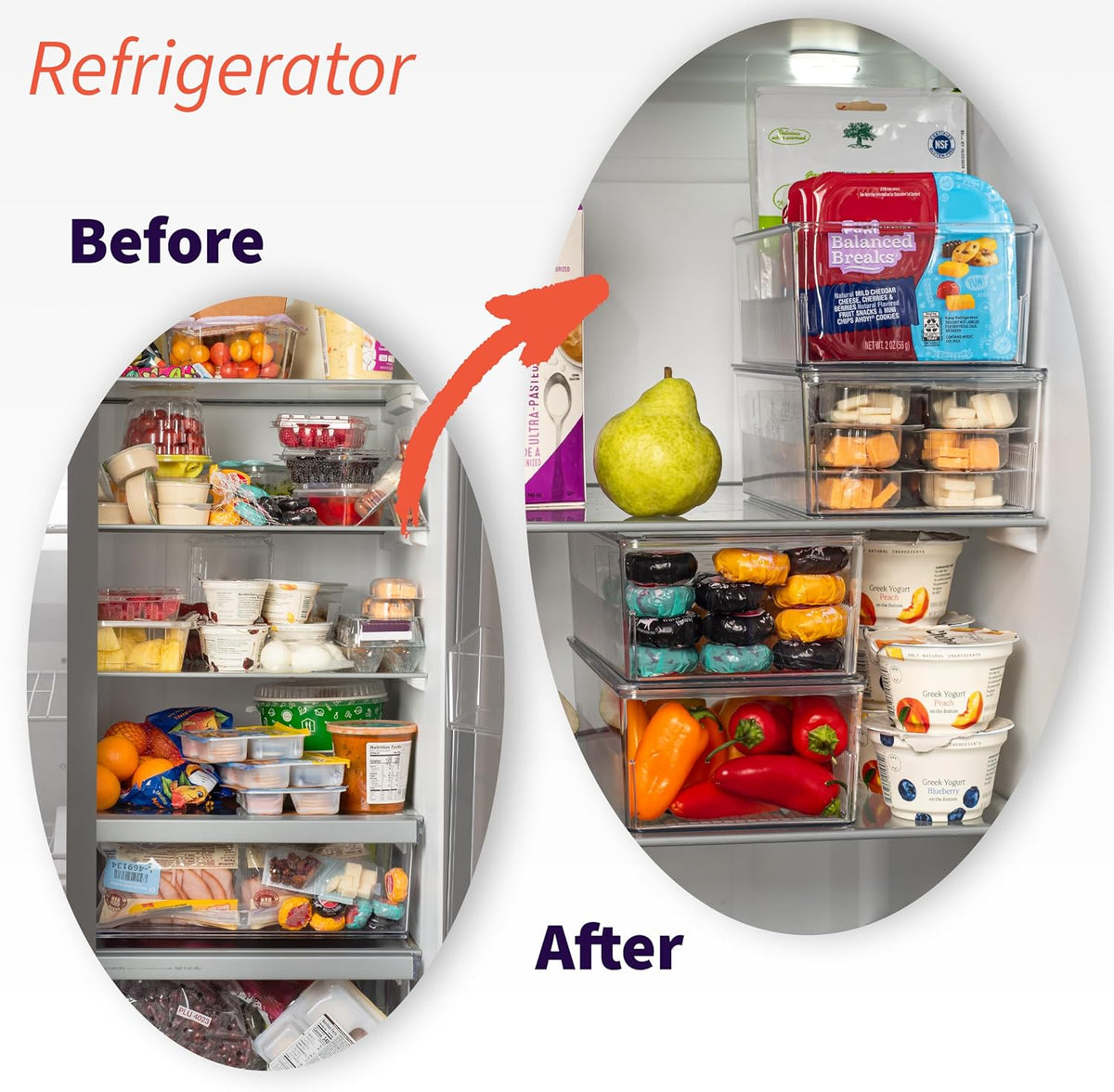 ClearSpace Pantry Organizer Storage Bin with Divider & Lid, 2 Pack
