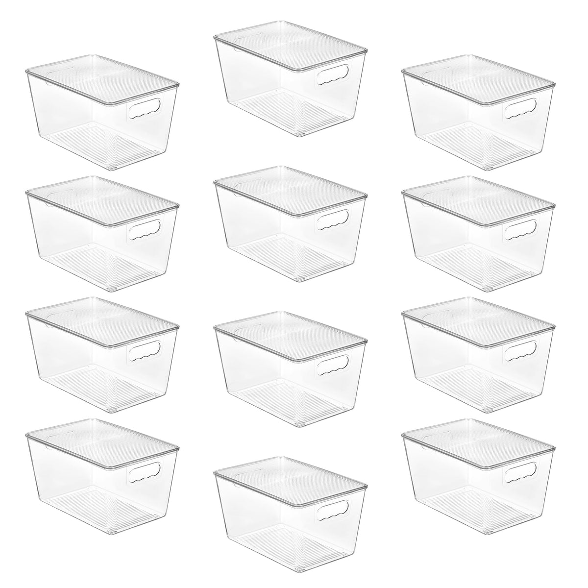 Vtopmart 4 Pack Clear Stackable Storage Bins with Lids and Handles, Large