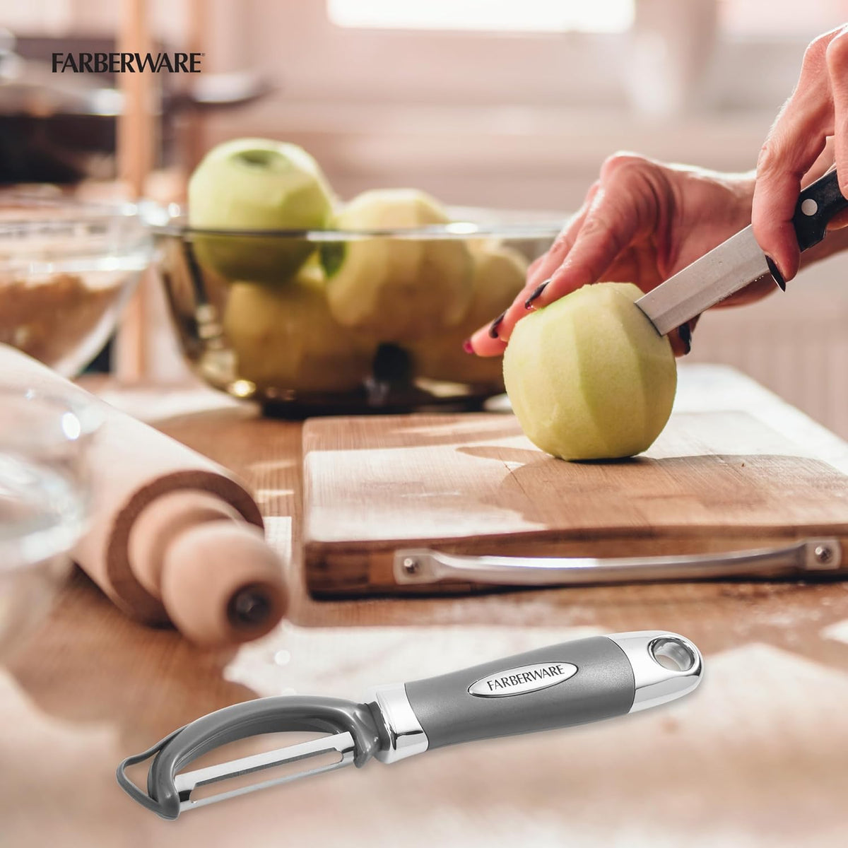 Farberware Euro Vegetable Peeler with Swivel Blade Jewel Grey