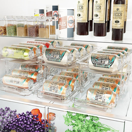 Jsyrjing Drink Organizer for Fridge, Adjustable Soda Can Dispenser 2 Pack