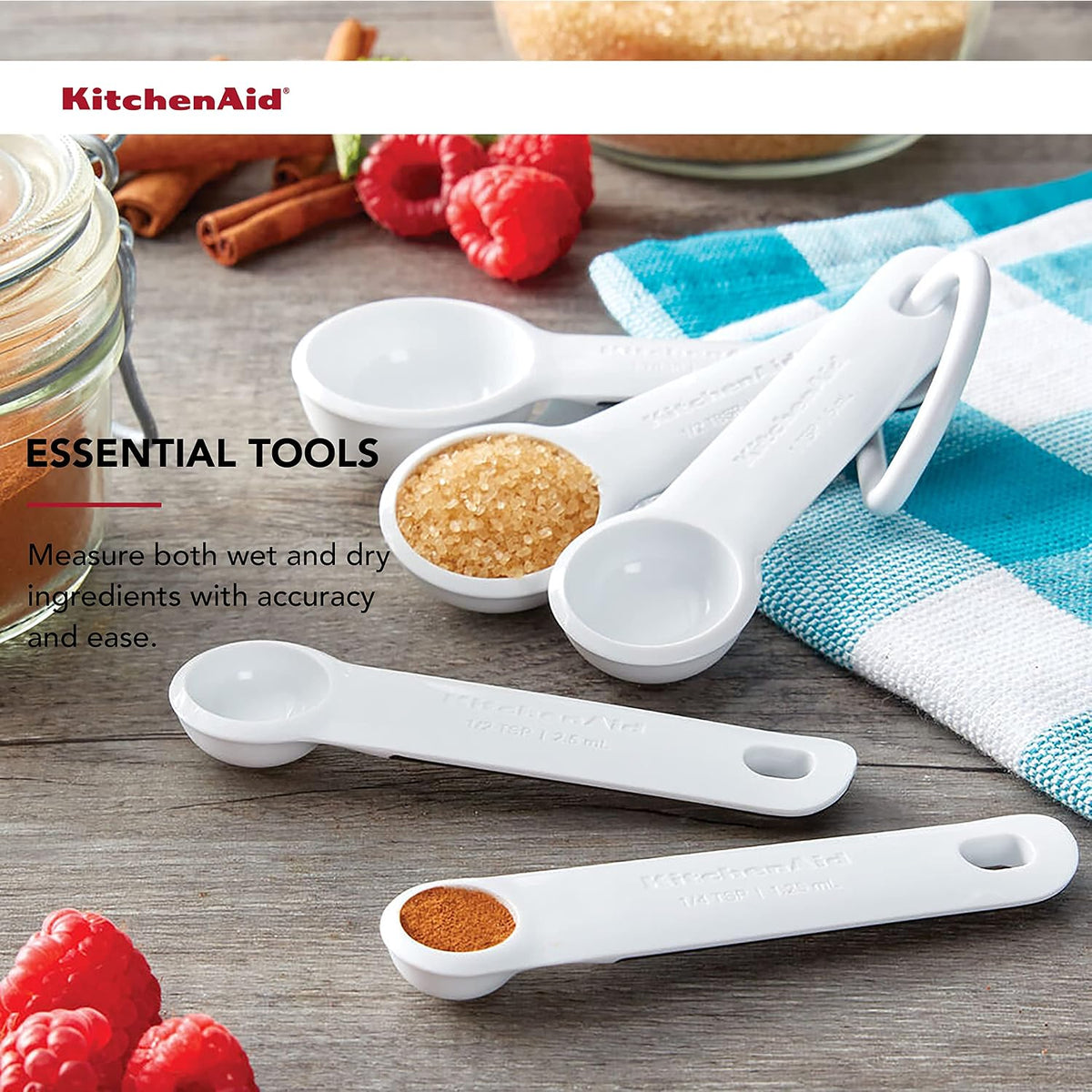 KitchenAid Plastic Measuring Spoons, Set Of 5, White