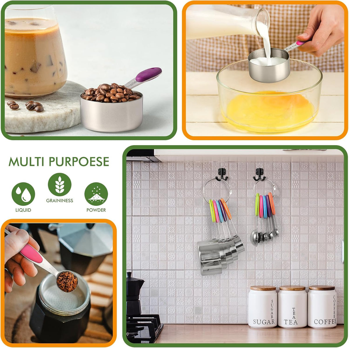 HOTEC 10-Pack Measuring Cups & Spoons Set, Multicolor