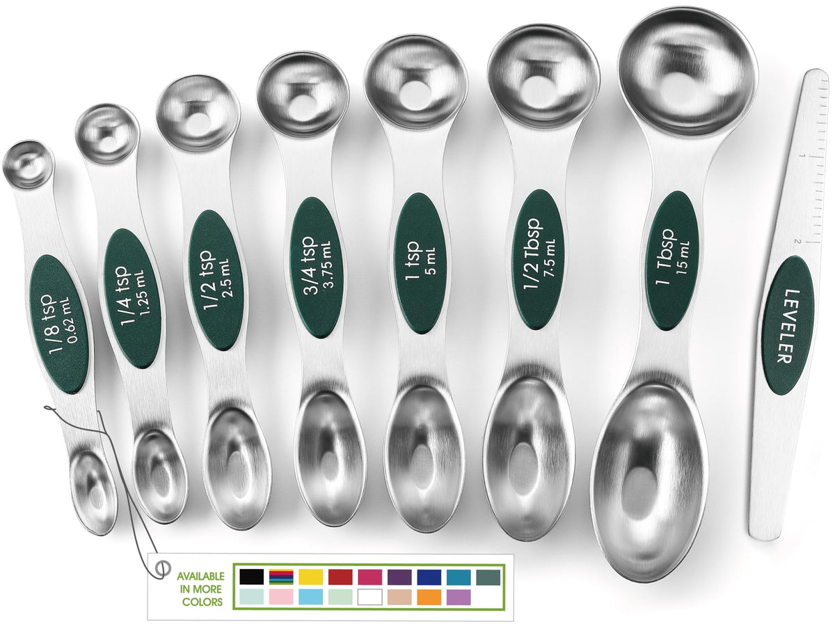 Spring Chef Stainless Steel 8 Magnetic Measuring Spoons Set, Winter Frost