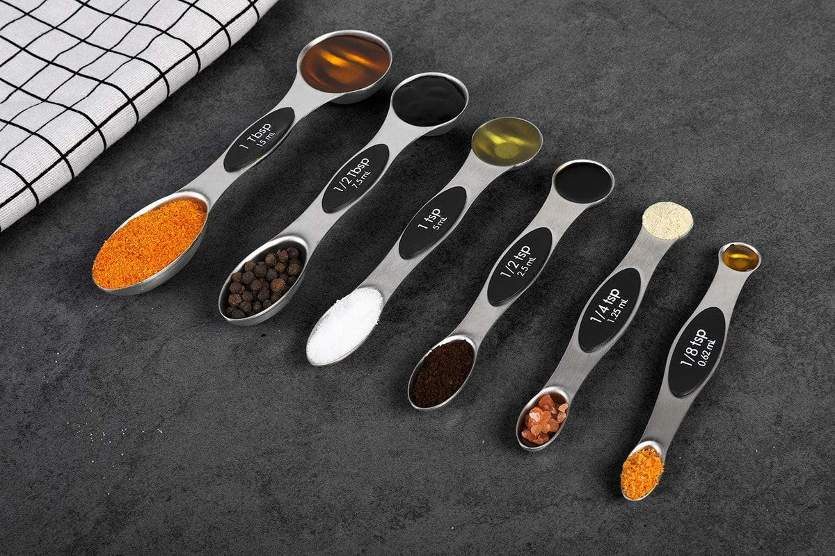 Magnetic Measuring Spoons Set of 6 Dual Sided Stackable Measuring Spoons