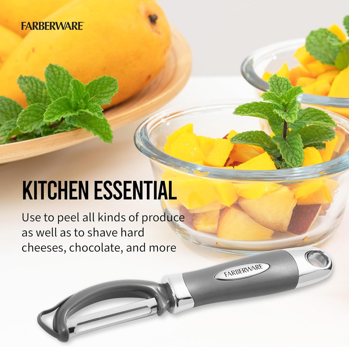 Farberware Euro Vegetable Peeler with Swivel Blade Jewel Grey