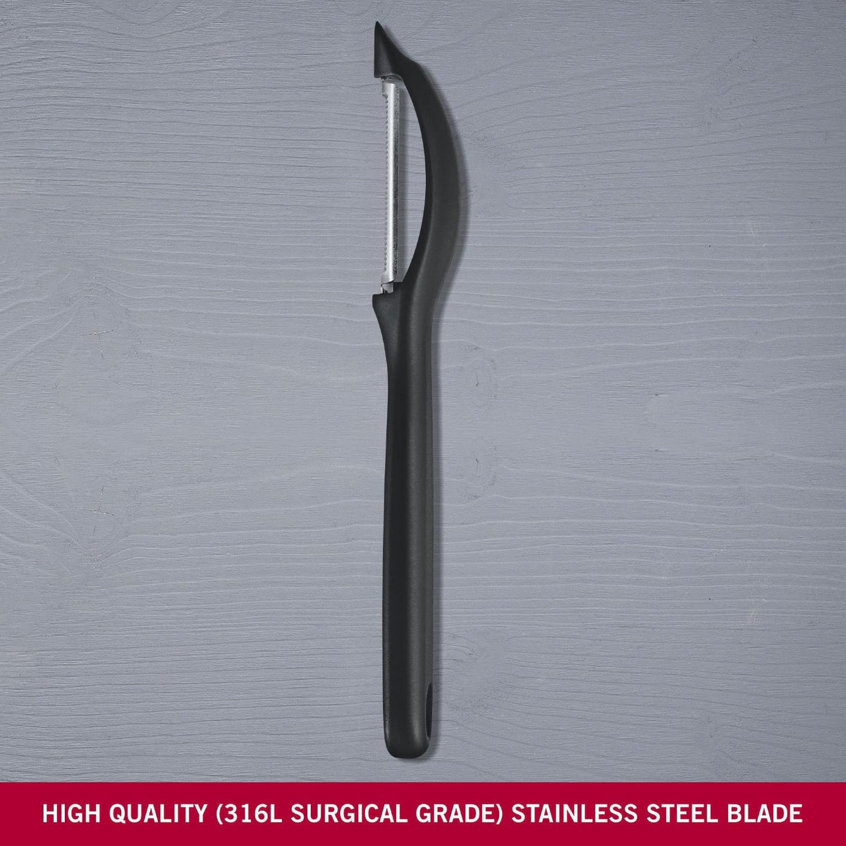 Victorinox Swiss Army Black Lightweight Serrated Stainless Steel Peeler, 1 Cup (7.6075)