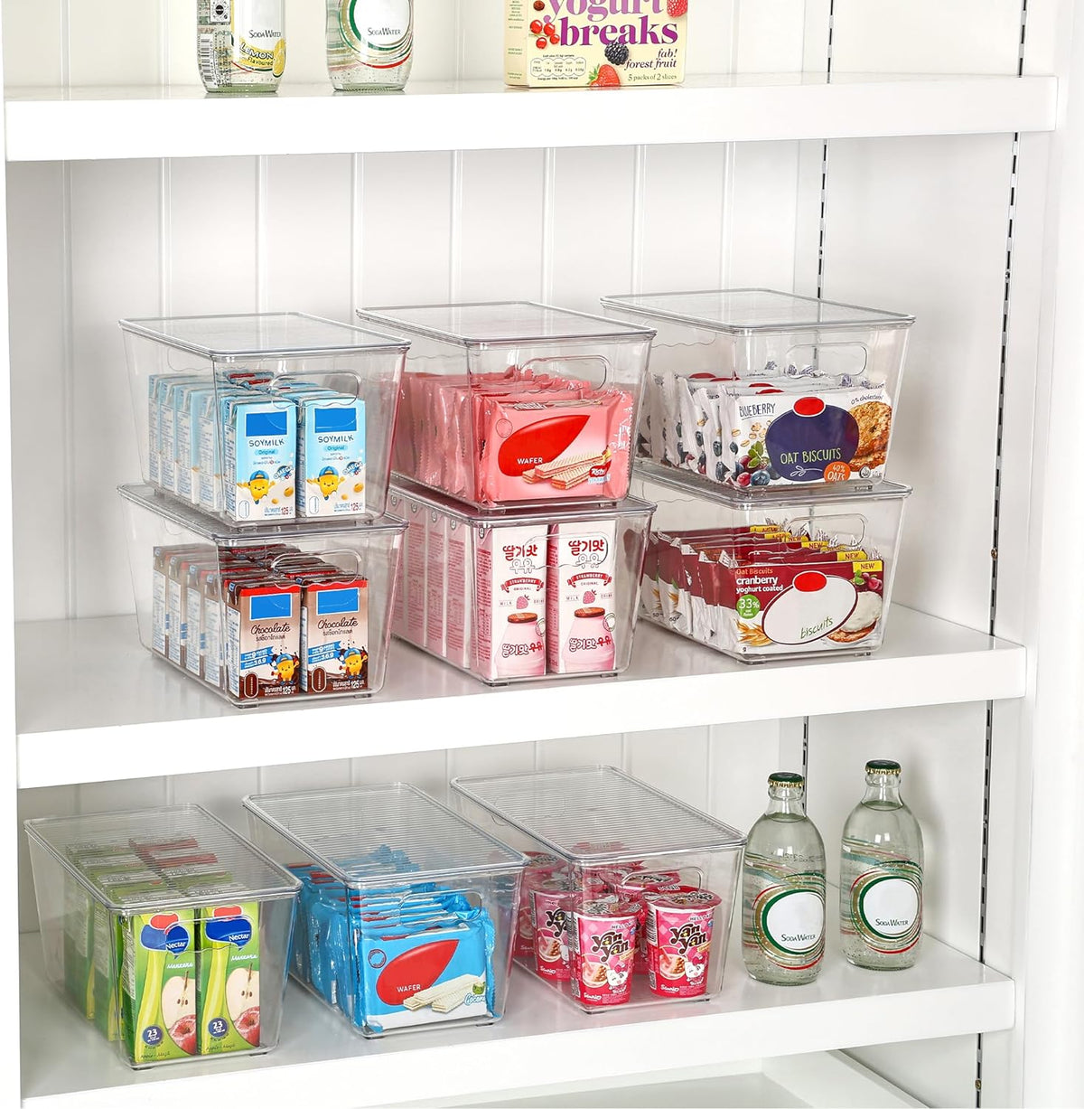 Vtopmart 6 Pack Clear Stackable Storage Bins with Lids and Handles, Medium