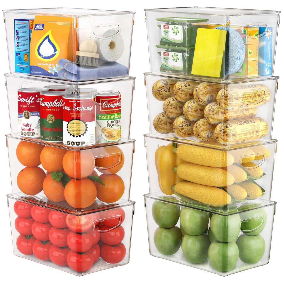 theaoo Large Clear Storage Bins with Lids, Stackable Containers, 8 Pack