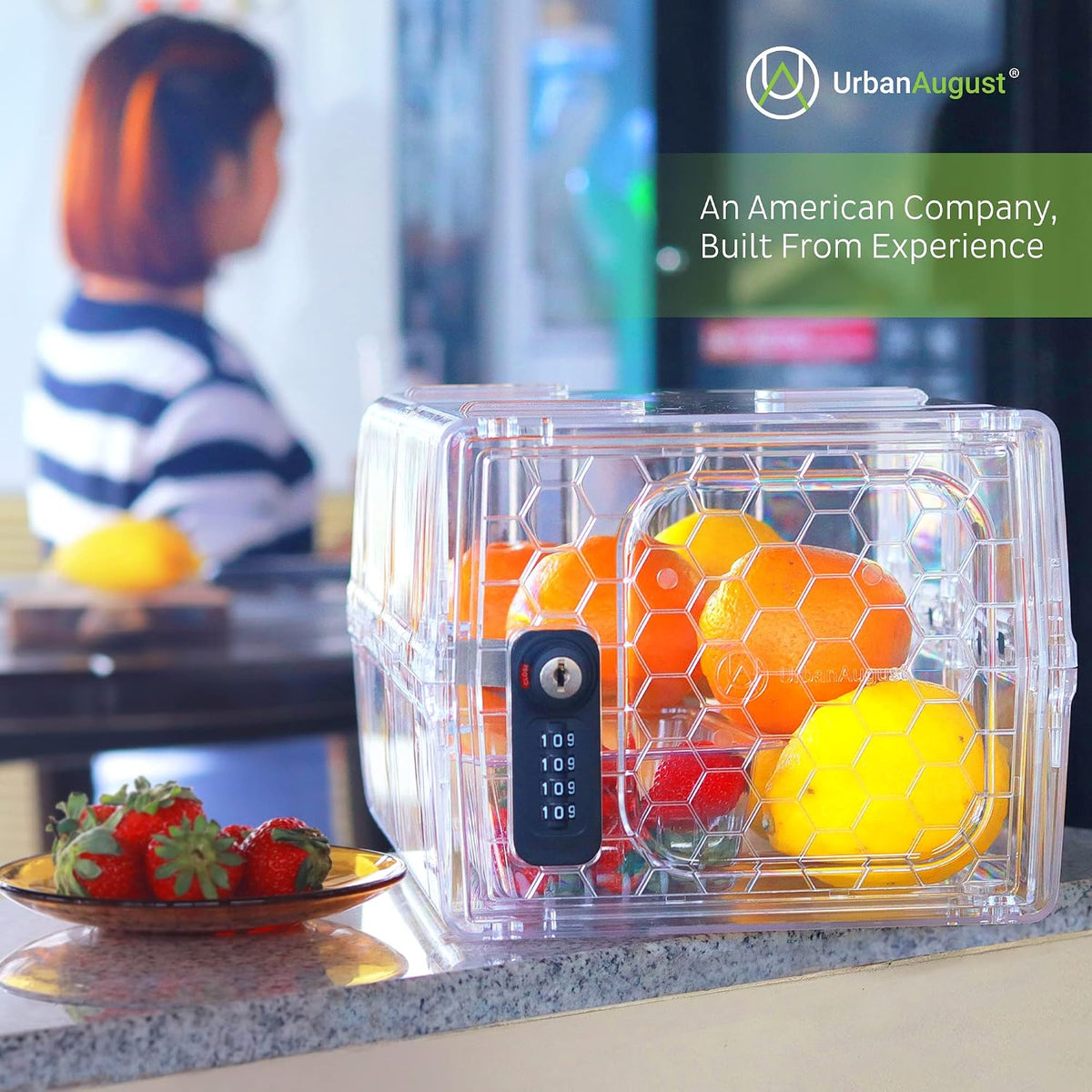 Urban August Combination Lock Box For Food & Medicine - Dual Combination & Keyed, Made of Industrial-Grade Plastic, One Size (Clear)