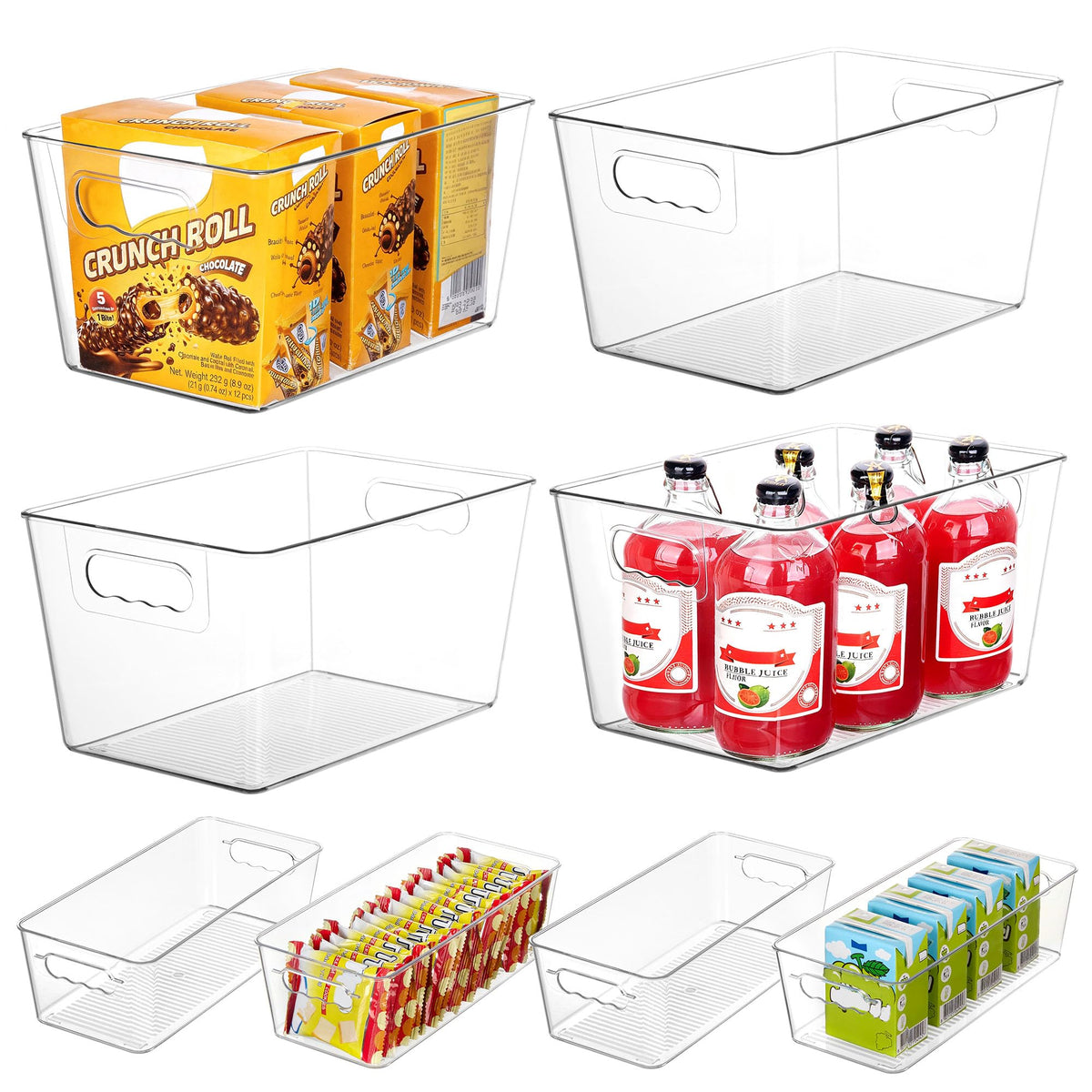 Vtopmart 6 Pack Clear Storage Bins, Pantry Cabinet Organizer Bins, Medium