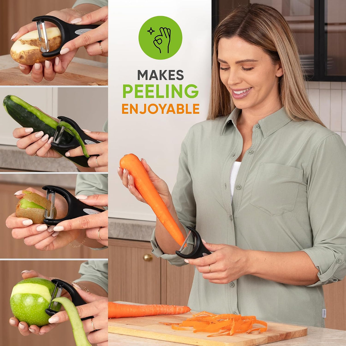 Spring Chef Set of 2 Stainless Steel Y Shaped Vegetable Peeler for Kitchen