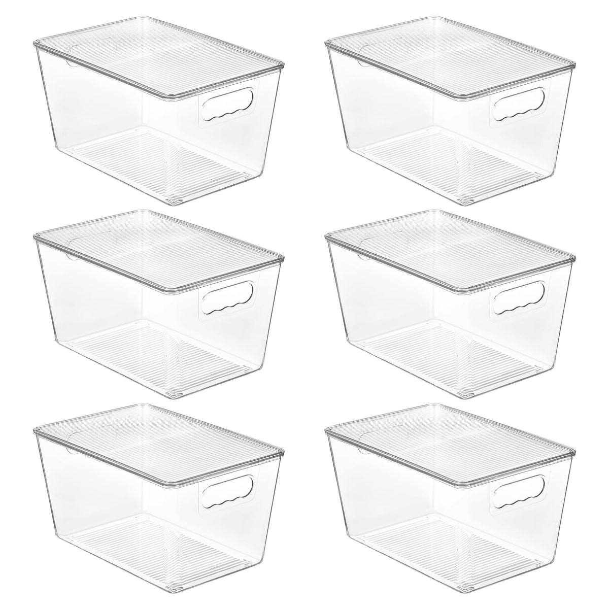 Vtopmart 6 Pack Clear Stackable Storage Bins with Lids and Handles, Medium