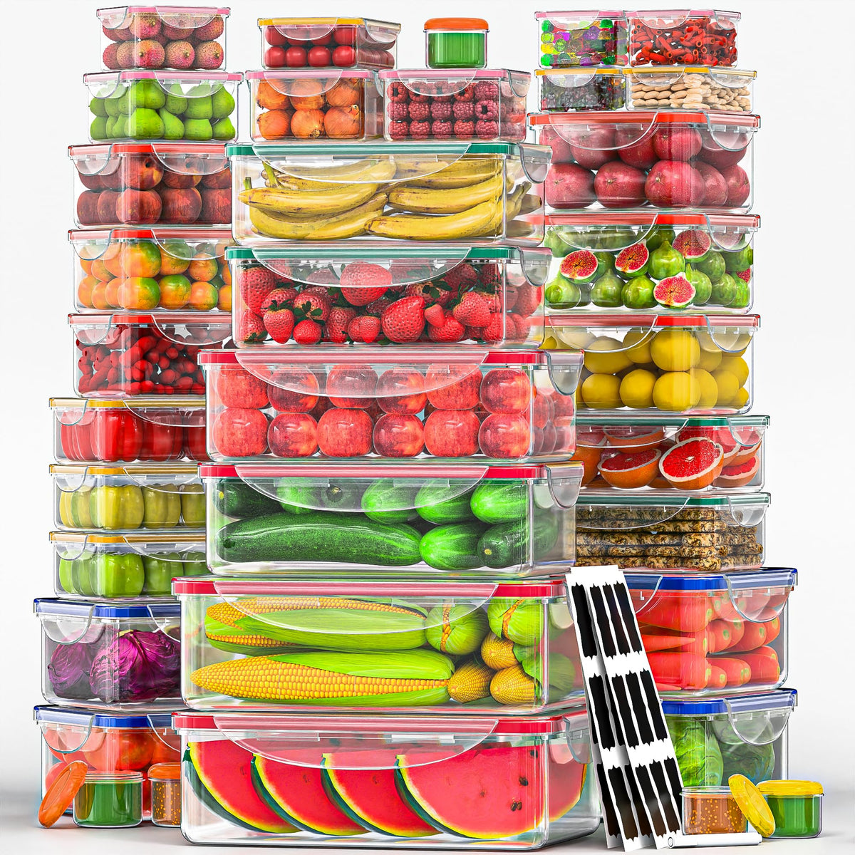5 Pack Large Fruit Storage Containers for Fridge with Removable Colander