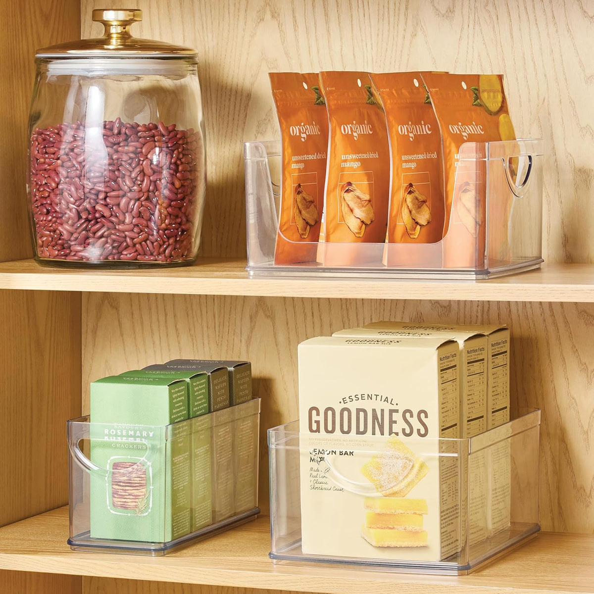iDesign Plastic Stackable Kitchen Cabinet Storage Bin, Clear