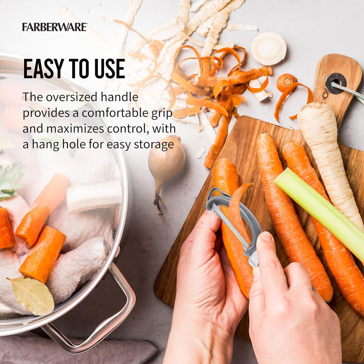 Farberware Euro Vegetable Peeler with Swivel Blade Jewel Grey