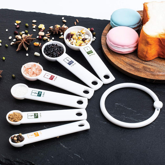 Fox Run 6-Piece Plastic Measuring Spoon Set White, 1.6 x 9 x 3 inches
